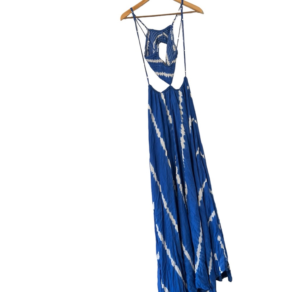 INDAH Blue Innocence Palazzo Smocked Cut Out Tie Dye Maxi Dress - Picture 4 of 7